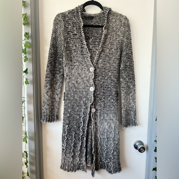 Bcbg maxazria alpaca mohair blend knit hooded cardigan sweater. Size S - Picture 3 of 13